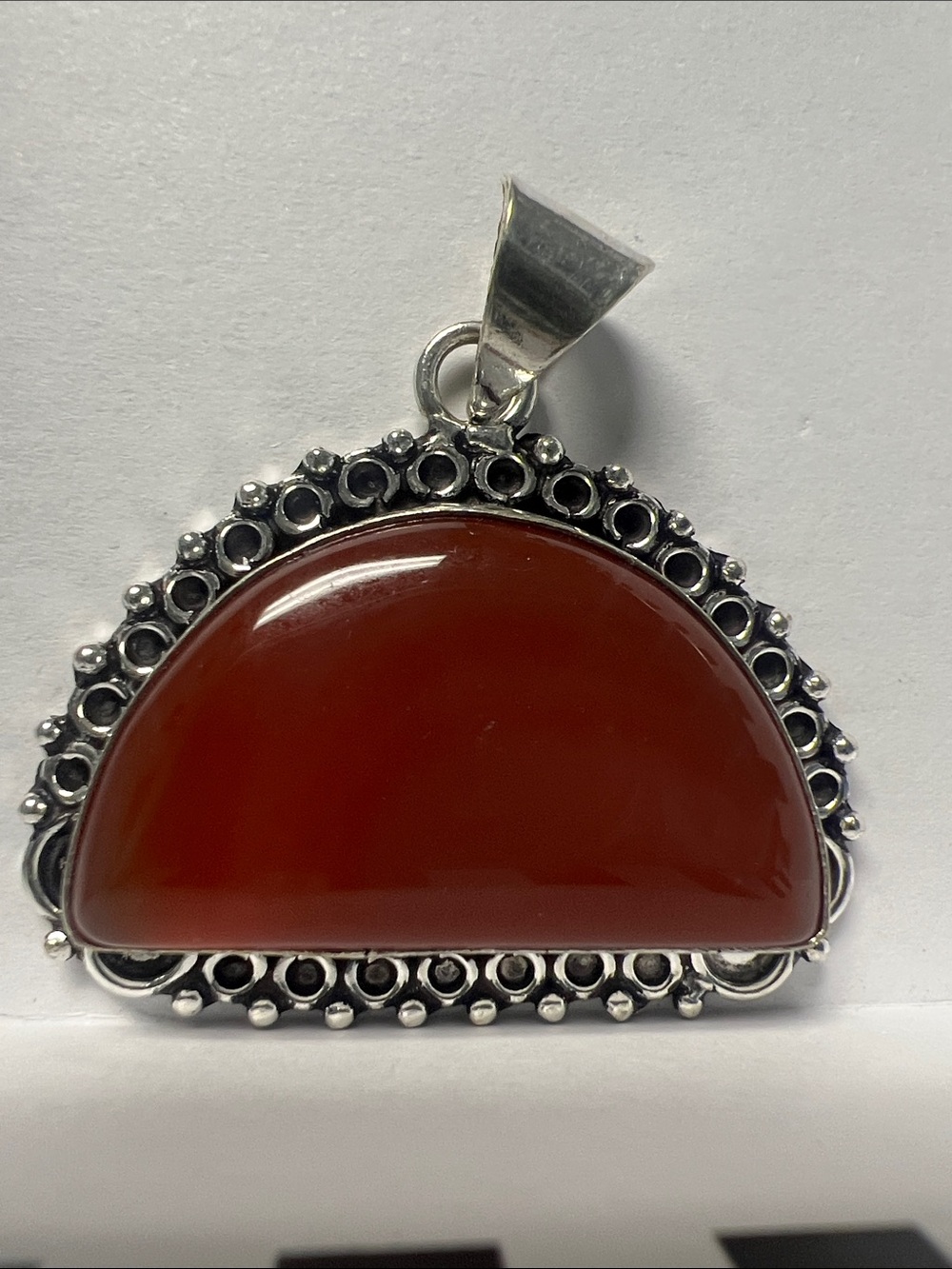 Red Carnelian Half-Moon Pendant